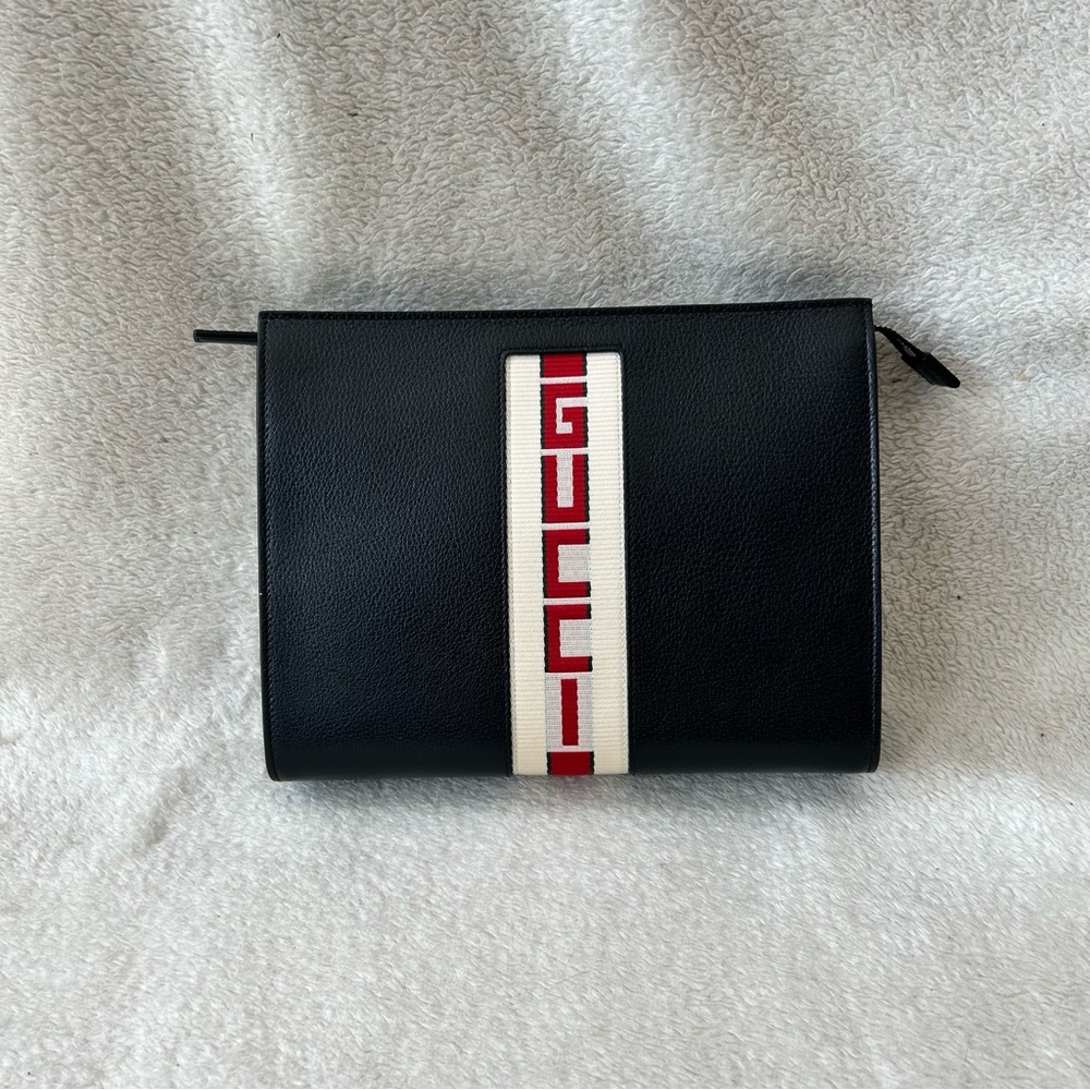 Gucci Black Pouch with Red and White Stripe Great Gift